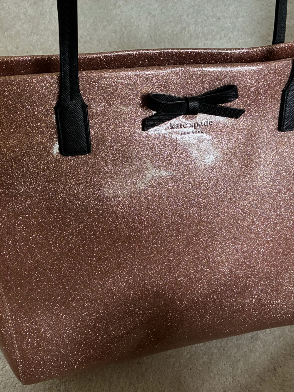 Kate Spade Rose Gold Glitter Tote Bag with Wallet - Picture 9 of 12